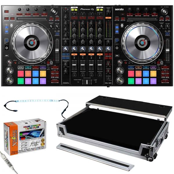 Pioneer DDJ-SZ2 Flagship 4-Channel Mixer & Serato DJ Controller with LED Kit & Silver Odyssey ATA Ca