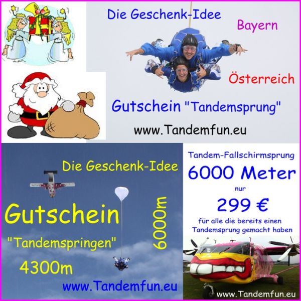 Tandem Fallschirmspringen aus 6000m Bayern und sterreich