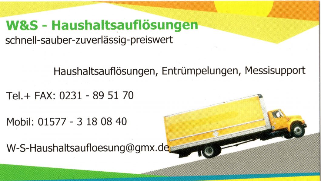 Haushaltsauflsungen, Entrmpelungen, Umzge, Transporte,