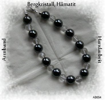 EdelsteinSchmuck, Bergkristall-Hmatitarmband 
